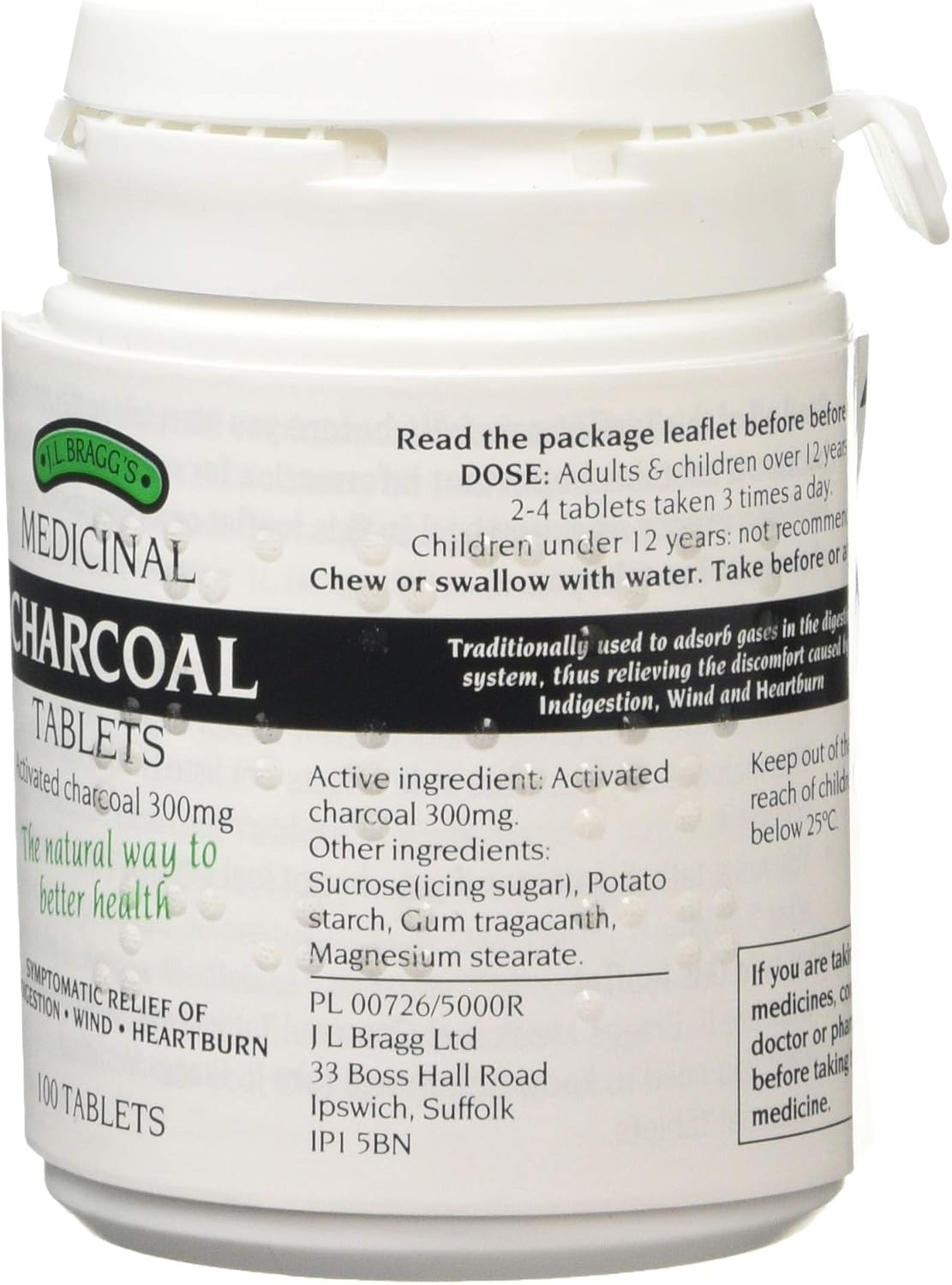J.L Bragg's Charcoal Tablets 100, Pack of 2, 100 Count (Pack of 1) - Image 3
