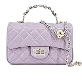 M-ioi-M Small Quilted Crossbody Bags for Women,Leather Shoulder Bag with Gold Chain Strap,Metal Top Handle Flap Evening Purse