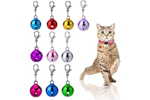 Molain 10 Pcs Cat Dog Collar Bells, Jingle Bell for Cat Collar,Dog Collar Charms,Colourful Pet Small Bells with Clasps Collar Accessories,Festival Party DIY Crafts Decoration