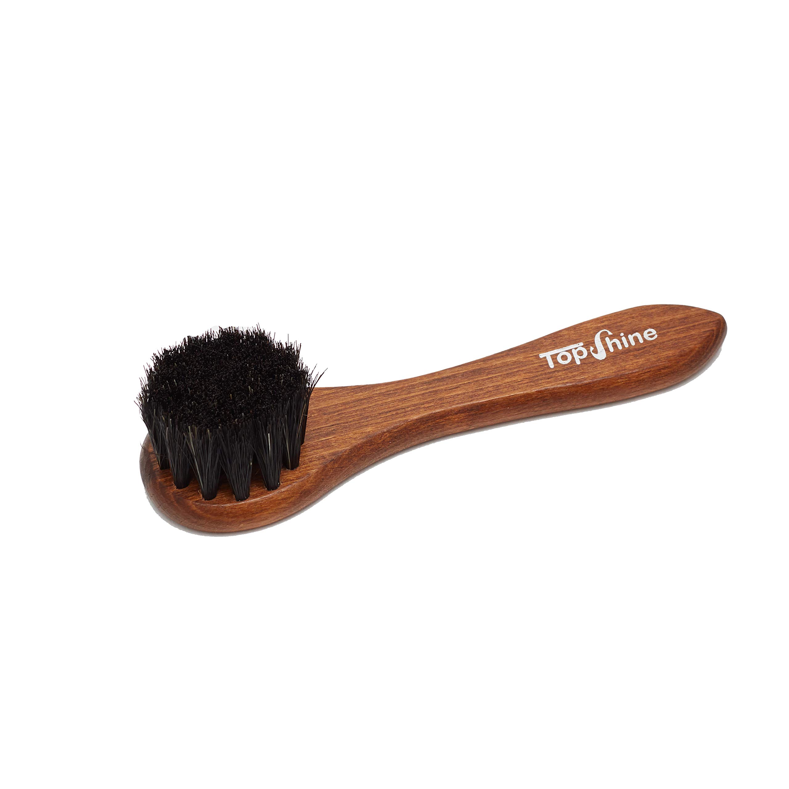 TopShine Professional Shoe Brushes - 100% Horsehair Brush For Leather Shoes - Handcrafted Shoe Cleaning Brush in Black or Neutral - Shoe Accessories For Men (Applicator Brush, Black Hair)