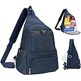 HesLaus Crossbody Lunch Backpack, Double Deck Insulated Lunch Box for Men Women Adult, Leakproof Lunchbox with Side Pokets for iPad, Large Cooler Bag for Work Office Hiking Beach Picnic, Blue