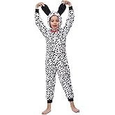 Sincere Party Dalmatians Onesie Costume for Kids,Made of Fleece Spotted Dog Onesie Dress Up M(6-8)
