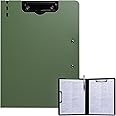 FRETONBA Clipboard Folder, A4 Foldable Clipboard with Horizontal and Vertical Double Metal Clips, 360 Degree Foldable Binder Clipboards with Pen Holder, File Cover Work Folder Clipboards, Green