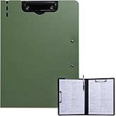 FRETONBA Clipboard Folder, A4 Foldable Clipboard with Horizontal and Vertical Double Metal Clips, 360 Degree Foldable Binder Clipboards with Pen Holder, File Cover Work Folder Clipboards, Green