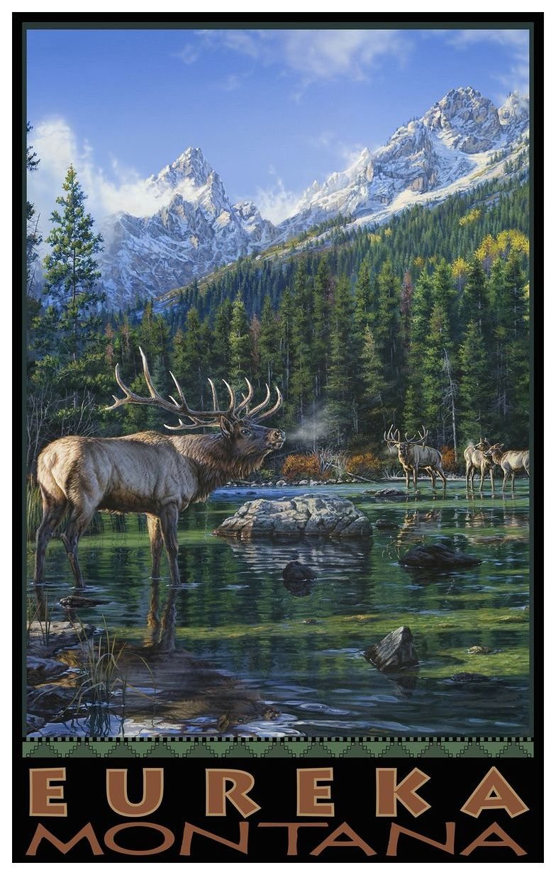 Eureka Montana Elk Challenge Mountains Travel Art Print Poster by Paul A. Lanquist (24" x 36")