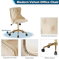 VINGLI Olive Green Velvet Armless Office Desk Chair