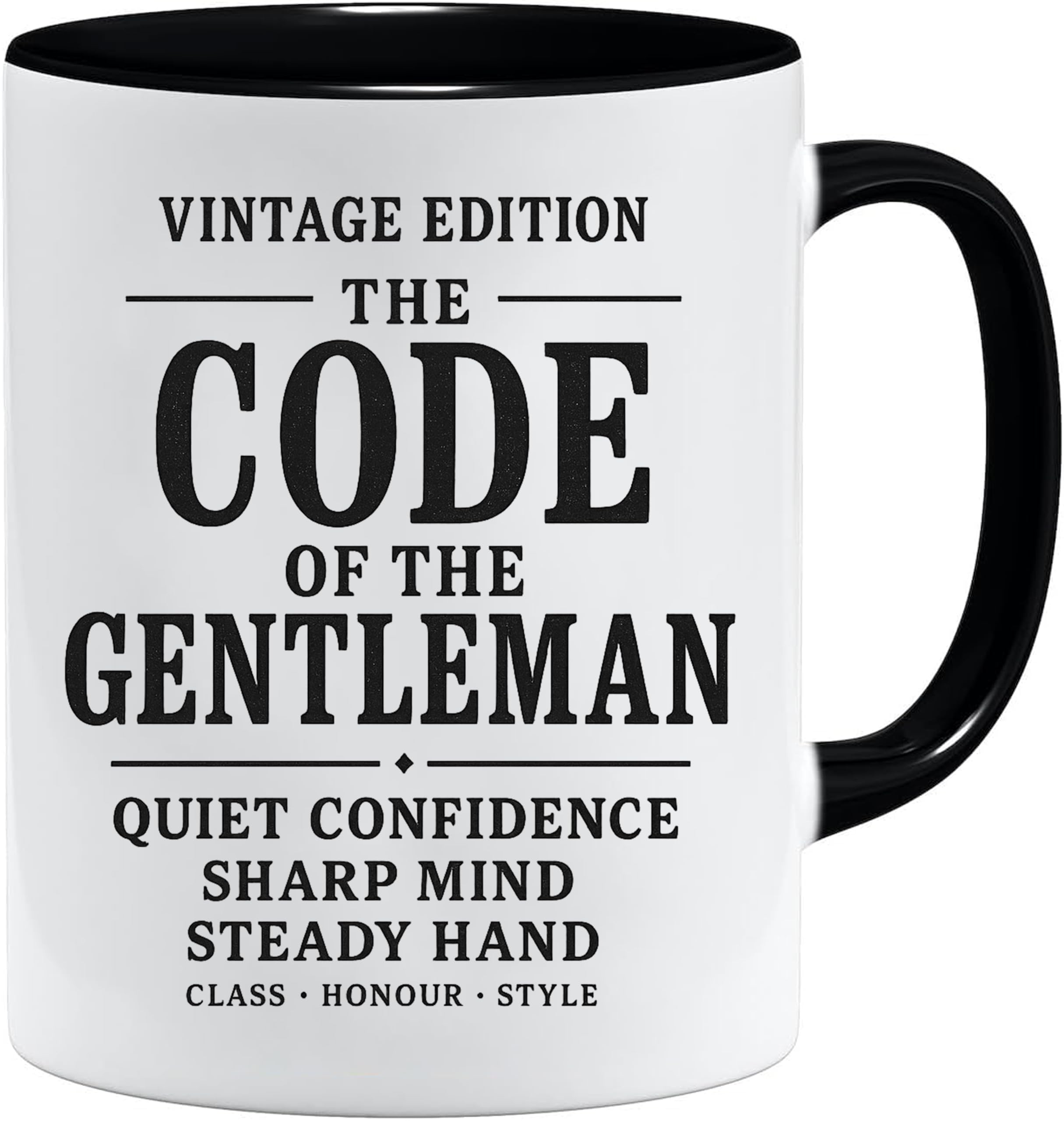 Gentleman Code Mug | Funny Gift for Men | Vintage Style Ceramic Cup for Dad | Ideal Father’s Day Present, Birthday Surprise & Office Coffee Cup