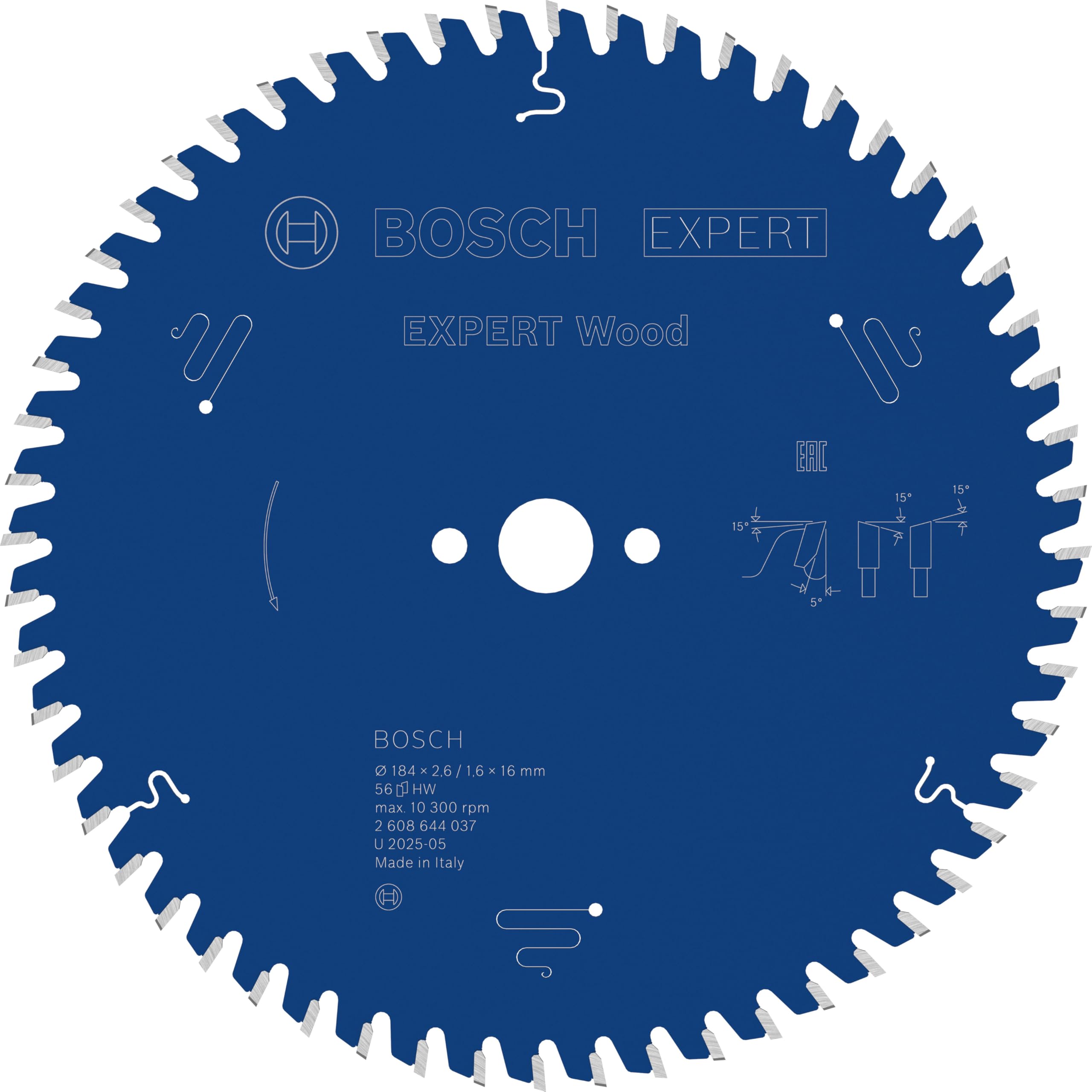 Bosch 1x EXPERT Wood Corded Circular Saw Blade for Handheld Circular Saw (for Softwood, Hardwood, Ø mm, Professional Accessory Hand-Held Corded Circular Saws)