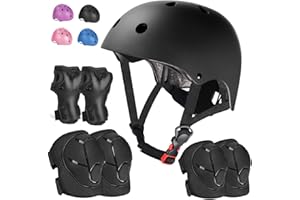 HOCIECE Kids Adjustable Helmet, with Sports Protective Gear Set Knee Elbow Wrist Pads for Toddler Age 3-14 Boys Girls, Bike Skateboard Hoverboard Scooter Rollerblading Helmet Set