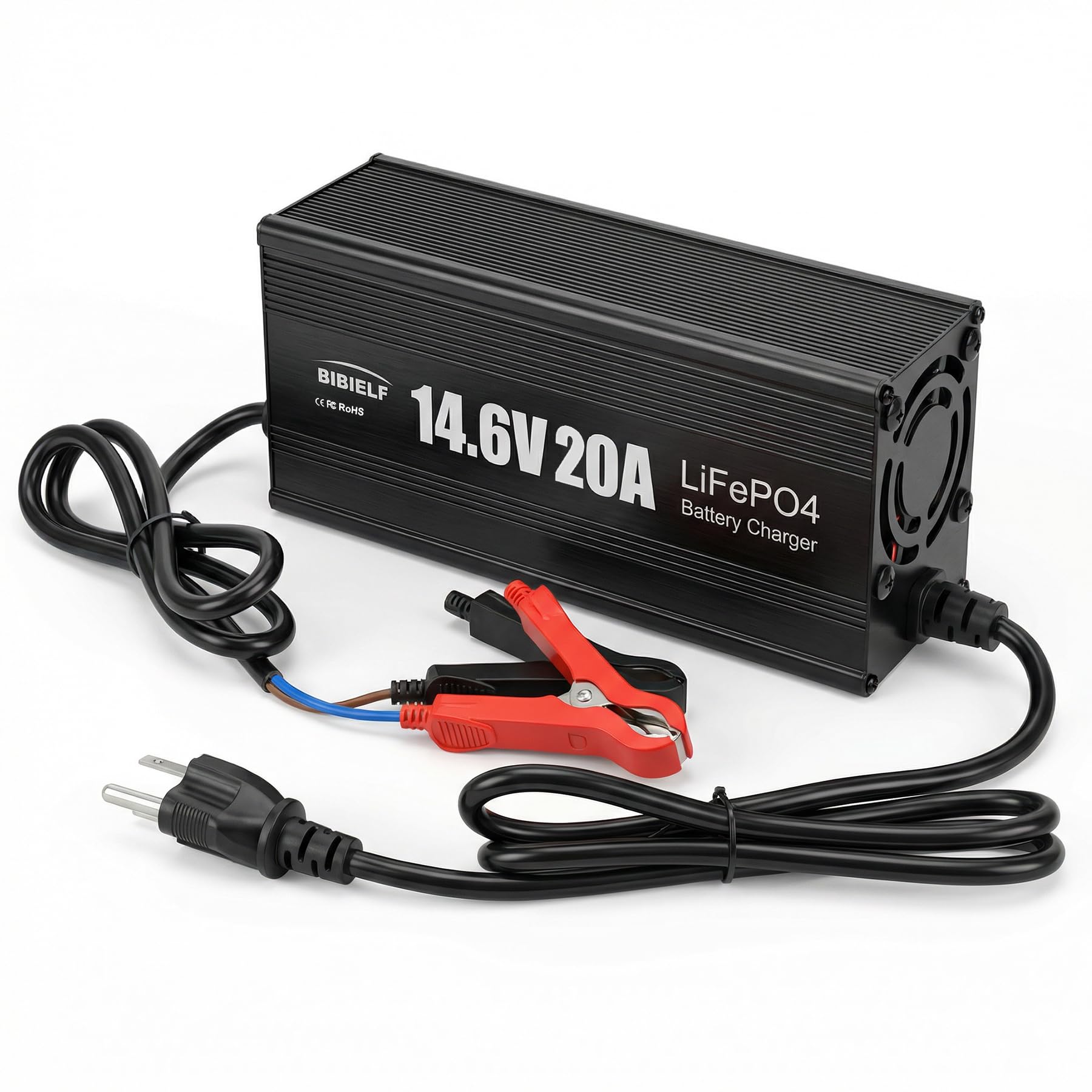 Photo 1 of 12V 20A LiFePO4 Battery Charger, 14.6V 20A Smart Automatic Charger for 12V Lithium Battery, Aluminum Case with Cooling Fan, Overcharge Protection for Car, RV, Boat, MotorcycleX004YW2CFR