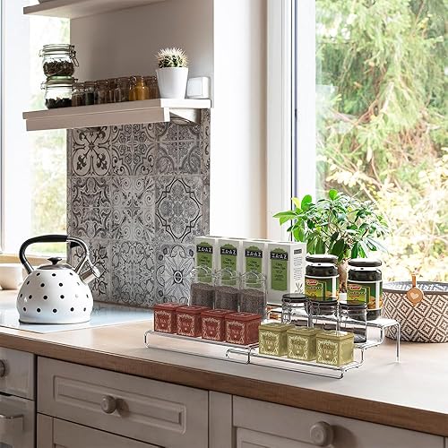 Deco Brothers Spice Rack Tier Expandable Shelf Organizer, Chrome