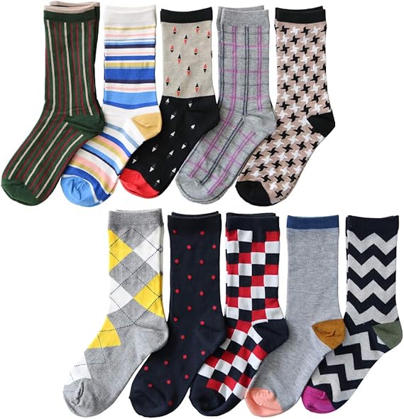 Amazon レディース ソックス ユニセックス マニッシュデザイン ハイクルー丈 靴下 10足セット 女性用 くつした ソックス 通販