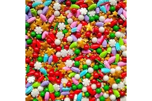 Eastron 1 Bottle Edible Christmas Sprinkles Decorating - Christmas Gift Sprinkles - Holiday Sprinkles - Edible Christmas Snowflake Star Light Bulb Cake Decorations - Cupcake and Cake Topper - 3.53 ounces