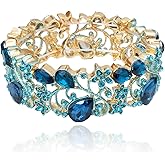 CSY Elegant Stretch Bangles Art Deco Statement Cuff Bangle Elastic Wide Bracelet Wedding Party Prom Jewelry for Women