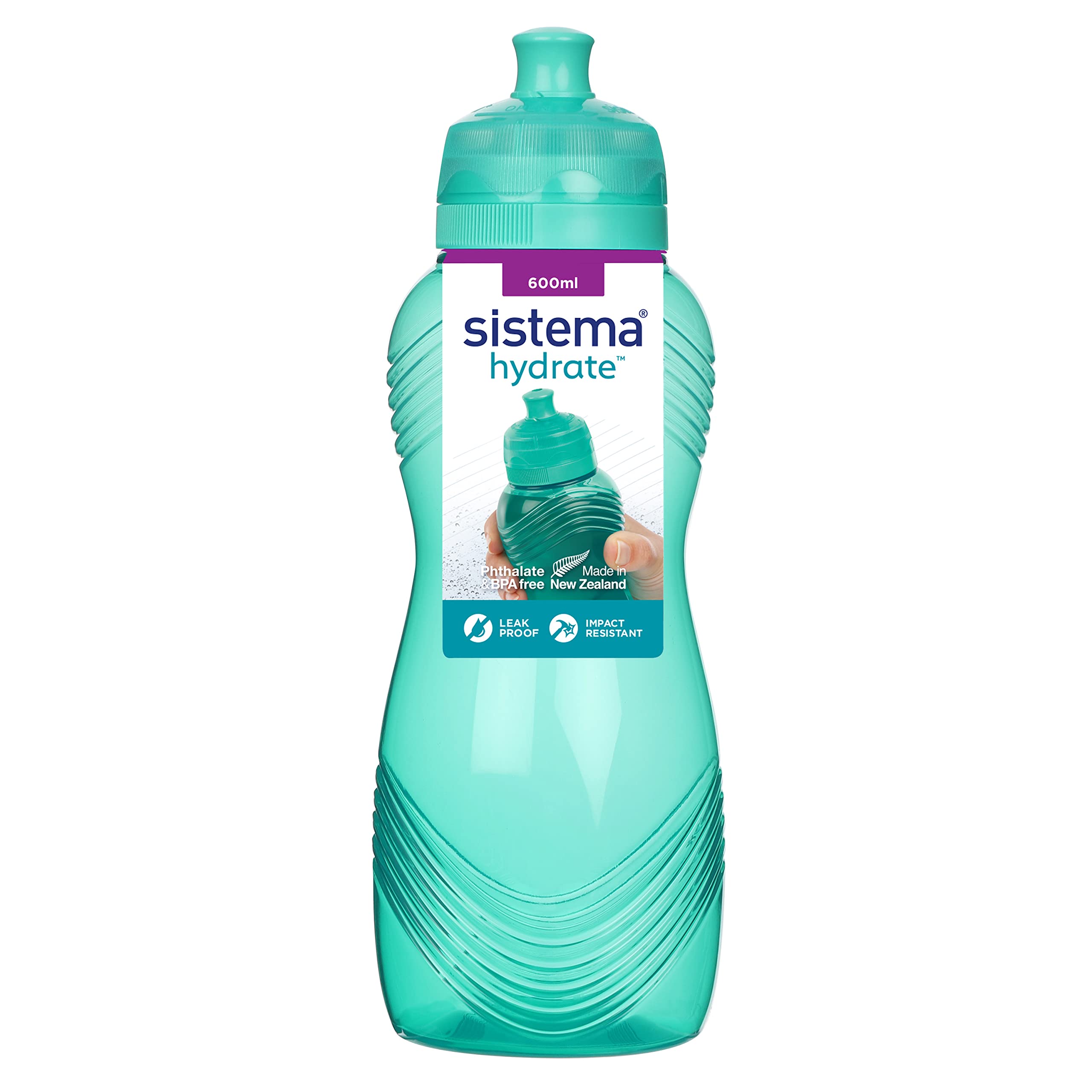 Sistema Twist 'n' Sip Squeeze Sports Water Bottle | Leakproof Water Bottle | 600 ml | BPA-Free | Assorted Colours