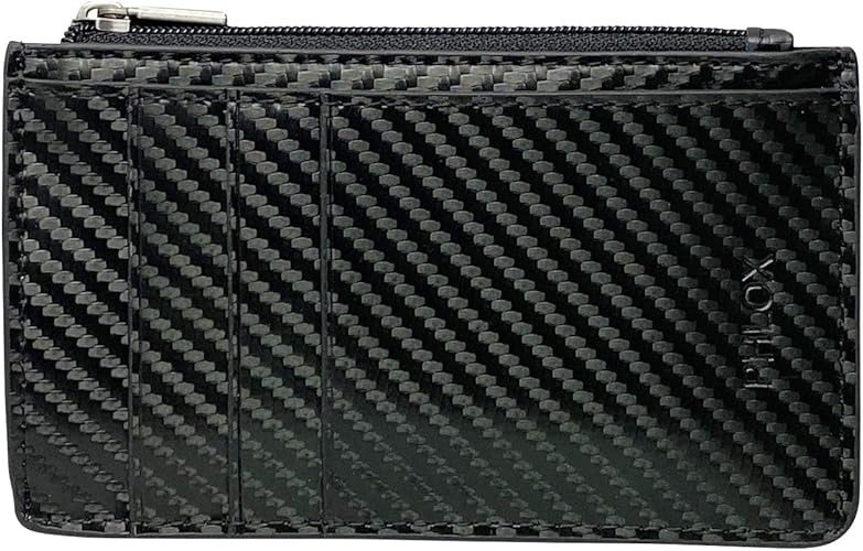 Amazon フロックス フラグメントケース メンズ 本革 鍵 ブランド 薄型 レディース カード 小銭 キーリング スマートウォレット 財布 黒 ブラック ブラック カーボンレザー Phlox クレジットカードケース