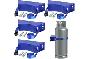 Zhichen star 4PCS Propane Tank Holder, Gas Cylinder Holder, Propane Tank Mount， ABS Gas Cylinder Holder with Screws and Safety Chain Supported 4"-12" , for mounting Various Gas cylinders 4(Blue)