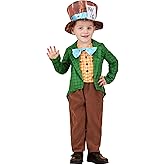 Toddler Lil Mad Hatter Storybook Costume with Jacket, Pants, and Hat - Fun and Colorful Dress-Up Outfit for Kids