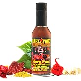 Hellfire Fiery Fool Hot Sauce, No Extract, As Seen on Hot Ones, 5 oz | Hellfire's Hot Ones Hot Sauce Challenge Set, Carolina Reaper, Trinidad Scorpion, Ghost Pepper &amp; 7-Pot Primo Heat Level: 10/10