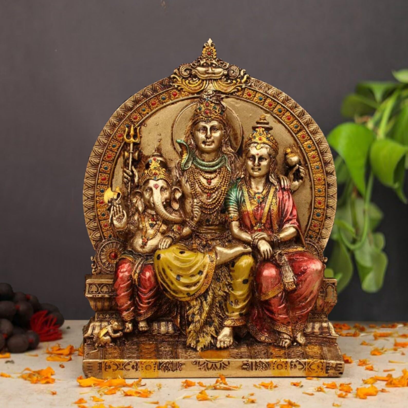 zig zag Lord Shiva & Family Shiv Parivar Religious Statue Idol for Pooja Room Mandir, Temple, Gift Size 8 inches