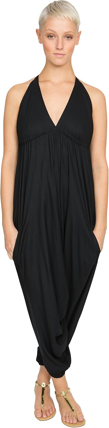 likemary Jumpsuits for Women UK, Harem Jumpsuit All in One, Halter Neck Genie Romper with Pockets - Image 4