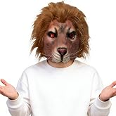 Funny Lion Costume Mask for Adult, Role Play for Masquerade Parties ﻿ | Unisex Lion Accessories with Mane, Tail, and Gloves for Halloween