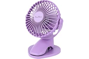 PUREHOME Portable Clip Fan Battery Operated,3 Speeds USB Rechargeable Mini Table Fan with Strong Airflow,360°Rotation Ultra Quiet Personal Desk Fan for Home Office Bedroom Dorm Stroller Camping(Purple)