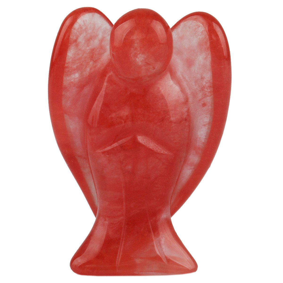 Shanxing 1.5" Cherry Quartz Crystal Guardian Angel Ornament Gift Good Luck Crystal, Small Pocket Stone Carved Red Crystal Angel Statue Figurine Reiki Healing Crystal Sculpture Gift Cute Room Decor