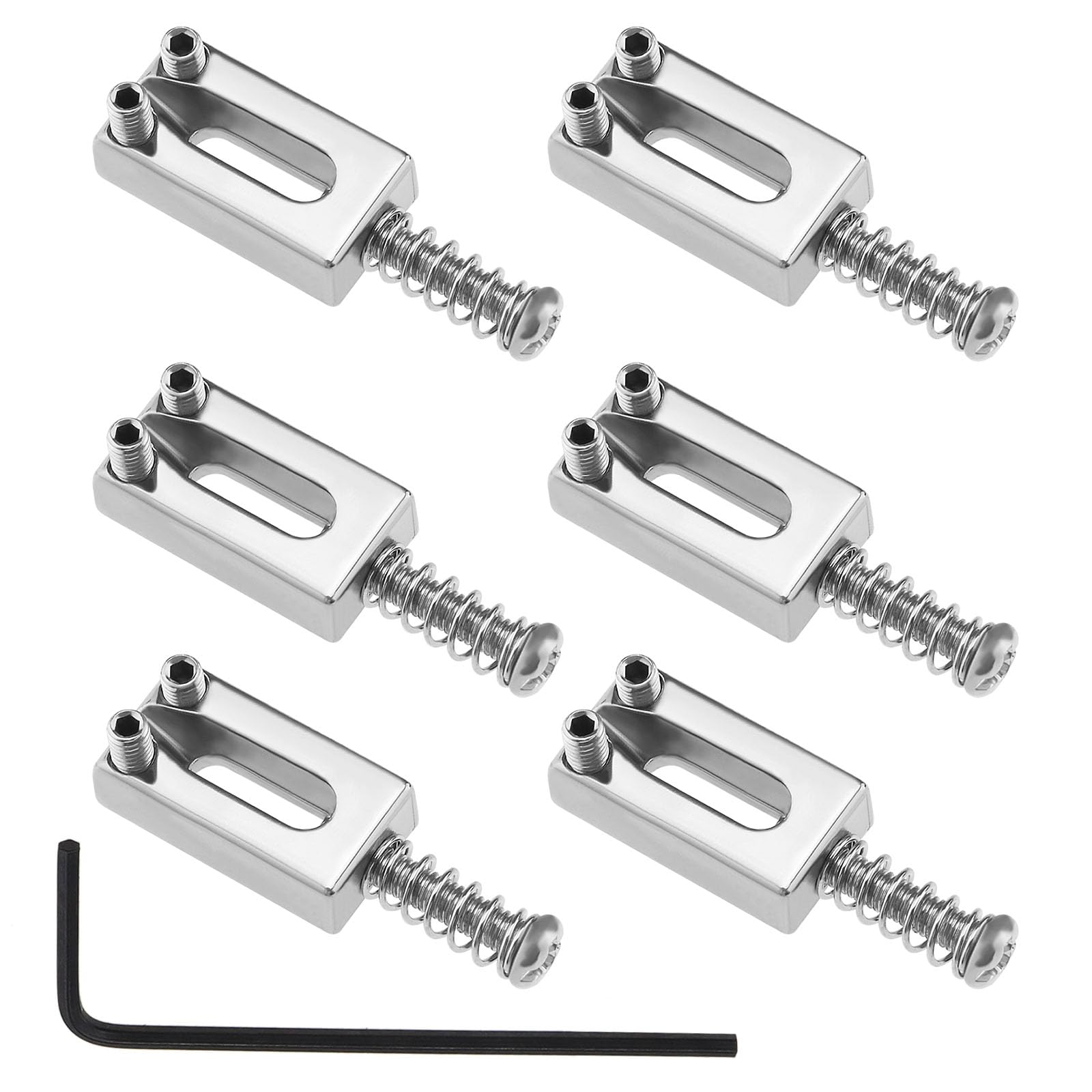 SG Store 6PCS Single Swing Tremolo Bridge Saddle 10.5mm Compatible with Fender Stratocaster Strat Telecaster Electric Guitar, Silver
