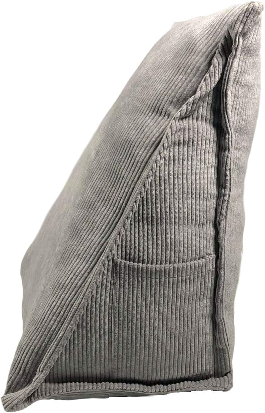 NVEOP Wedge Shaped Reading & Bed Rest Pillows, Soft Corduroy Triangle Cushion Pillow for Back Support and Comfort, Rest Reading Pillow Perfect for Reading/Watch TV,Grey: Home & Kitchen