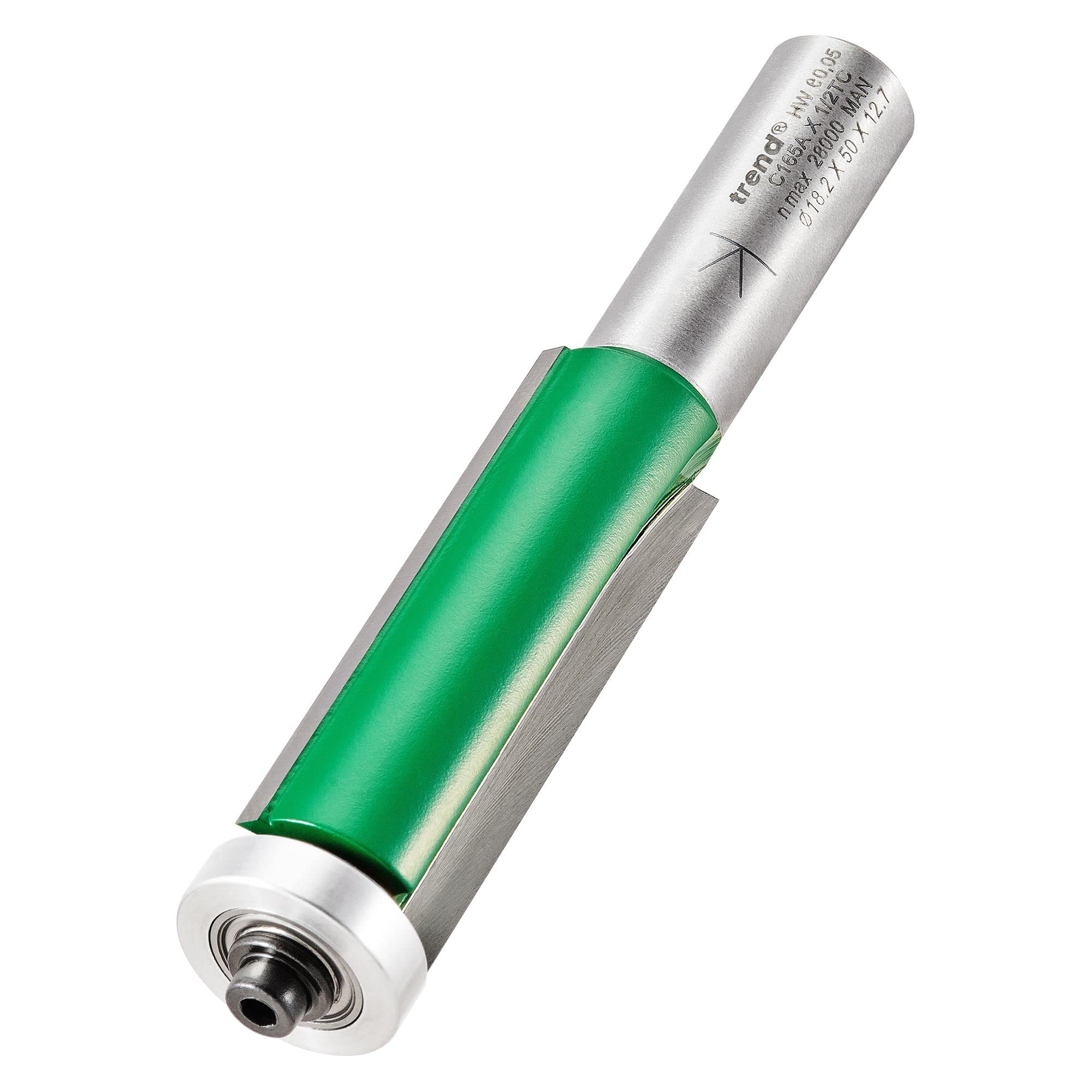 Trend CraftPro Guided Profiler Router Cutter, 1/2 Inch Shank, 18mm Cut Diameter & 50mm Cut Length, Tungsten Carbide Tipped, C165AX1/2TC