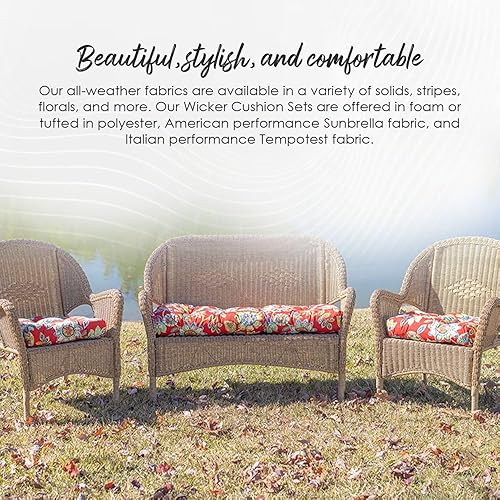 RSH DECOR: 3-Piece Wicker Tufted Cushion Set 41” x 19