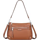 Over Earth Soft Genuine Leather Crossbody Bags for Women Medium Shoulder Purses Hobo Handbags with Multi Pockets