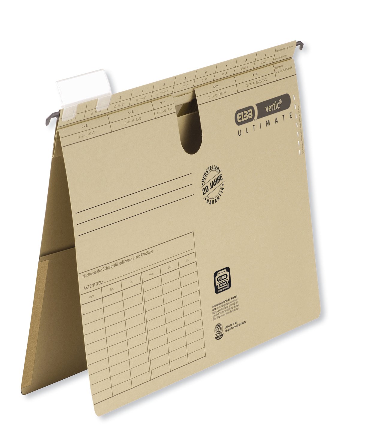 Elba Vertic 1/85442 Suspension Files 245 x 318 x 6 mm Natron 230 g/m² Pack of 50