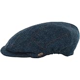 Mucros Weavers Kerry Cap, Irish Hat for Men, Herringbone Wool, Blue, Medium