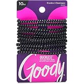 Goody Ouchless No Slip Hair Ties, 10 Ct, Black, 4MM Rubber Bands, SlideProof, Pain-Free Styling Accessories for Women &amp; Men, Made for Long-Lasting Braids, Ponytails &amp; More, All Hair Types