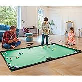 GOODLYSPORTS Putting Green Indoor, Mini Pool Table Style &amp; Golf Games Set | Golf Daddy Gifts with Giant Putting Mat for Golf at Home 108.2" L x 57.4" W, Pool indoor Family Game for Adults &amp; Kids