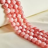 60pcs 6mm Natural Pink White Jade Beads Gemstone Beads Round Loose Beads for Jewelry Making