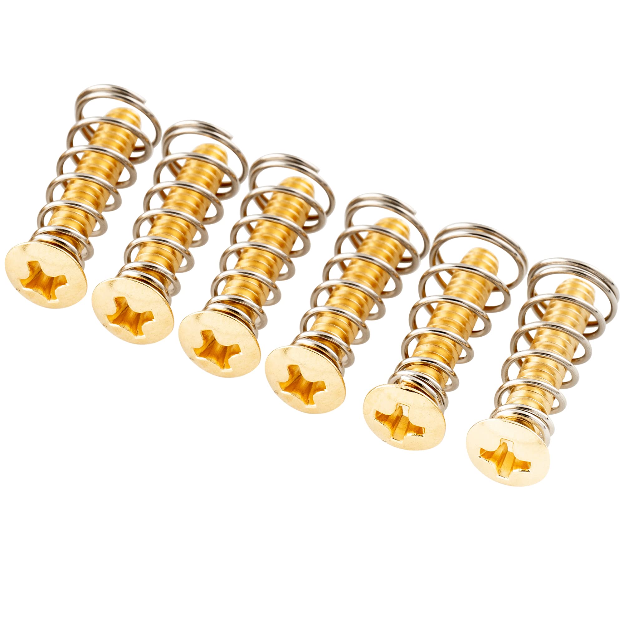 Musiclily Ultra UNC#6-32X3/4 Inch Stainless Steel Single Coil Pickup Mounting Screws and Springs Set for USA/Mexico Fender Strat Style Electric Guitar, Gold (Set of 6)
