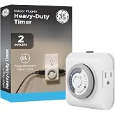 GE 24‑Hour Plug-in Mechanical Timer Outlet, 2 Grounded Outlets, 1 Pack | Plug-in Control for Indoor Lighting, Lamps, Christmas Trees, Manual Override Switch, 30-Minute Intervals