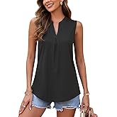 AUSELILY Womens 2026 Summer Tank Tops Causal Ladies V Neck Sleeveless Loose Pleated Shirts Blouse