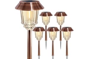 XMCOSY+ Solar Pathway Lights Outdoor - 6 Pack Solar Garden Lights, 10-40 LM Dimmable Solar Lights Outdoor Waterproof Auto On/Off IP 65 Solar Powered Landscape Lighting for Patio Walkway Driveway