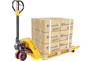 5Seconds - Steel Pallet Jack, Hand Lift Jack Tool with Hydraulics System, Safe Moving Equipment for Industrial & Commercial Use, 48" L x 27" W x 47" H, 5500lb Capacity, Fork Sizes 48” x 27”