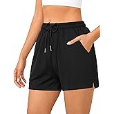 Quenteen Women's 4" Comfy Drawstring Elastic Waist Casual Cotton Sweat Shorts Workout Athletic Shorts with Pockets