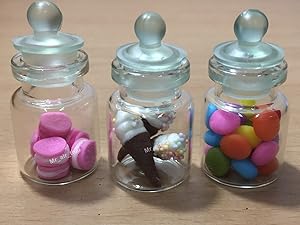 3pc Miniature Cookie Chocolate Cake Food Candy Dollhouse Cake in Clear Glass Mini Bottle fruit Food #MF030
