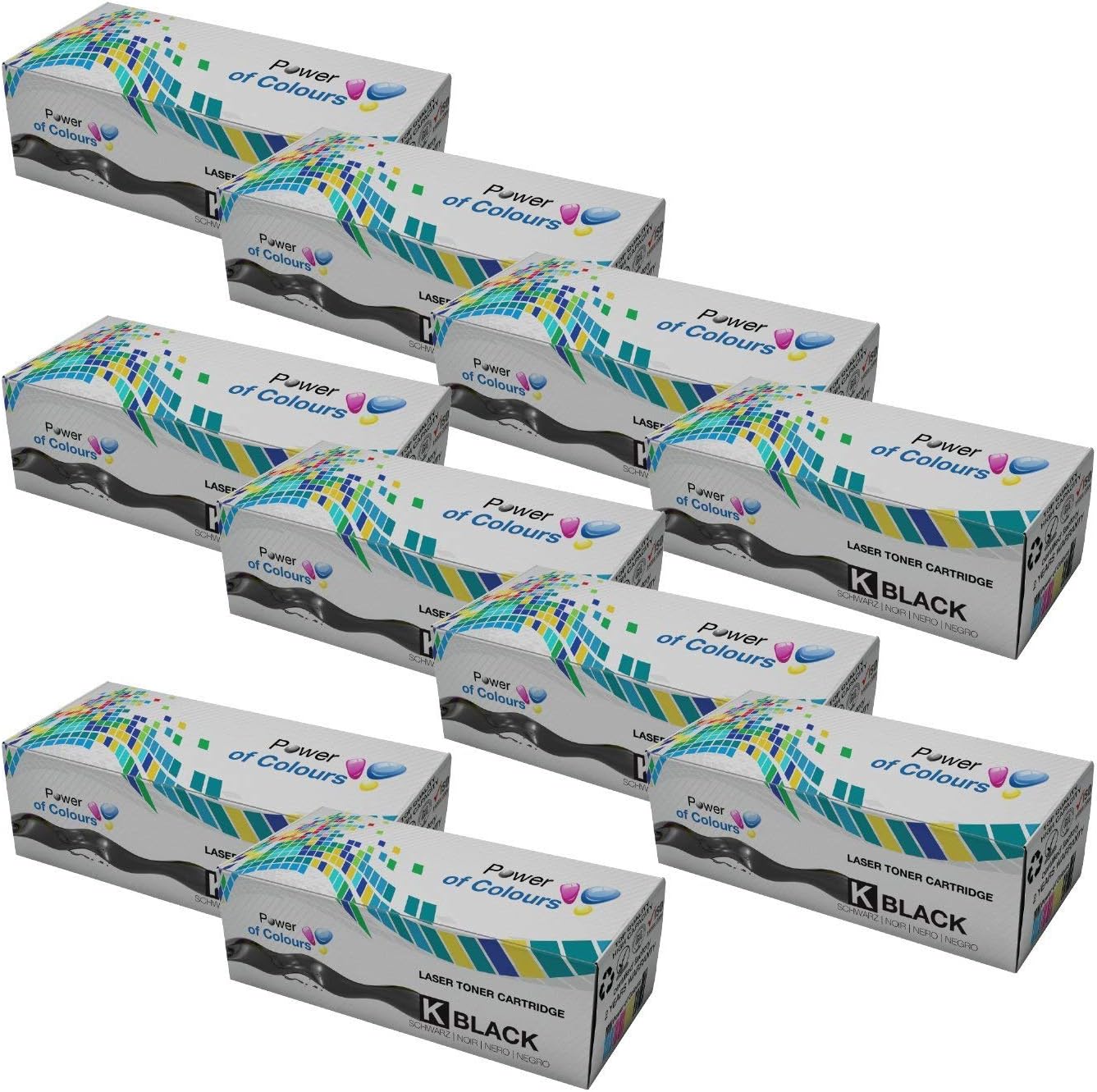 Power of Colours 10 Compatible Toner Cartridges for Epson AcuLaser M2000, M2000D, M2000DN, M2000DT, M2000DTN, M2010D, M2010DN (8000 Pages at 5% Coverage) - 100% Quality Guarantee