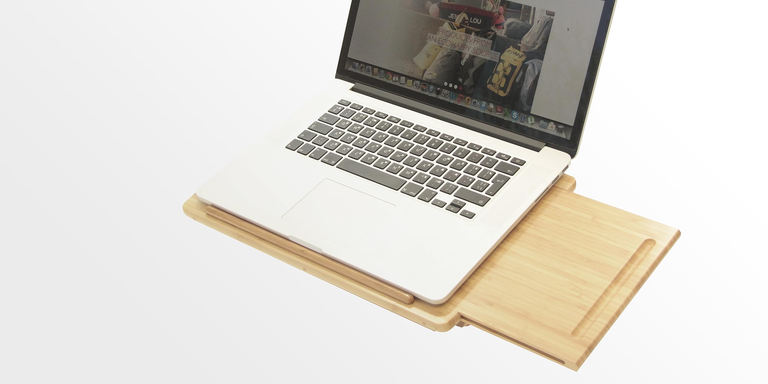 Woodquail Expandable Laptop Stand Riser Air-Ventilation Notebook Holder Lap Desk, Compatible with Macbook, HP, Dell, Acer, Lenovo Made of Natural Bamboo