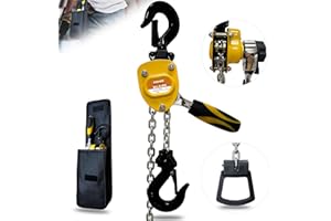 KITUYOTO Mini Chain Hoist 1/4 Ton(550lbs)-Manual Lever Chain Hoist 5Ft Lift with Safety Hooks Workshop|Portable Miniature Come Along Winch Heavy Duty Puller|G80 Chain Fall Hoist for Garages Warehouse