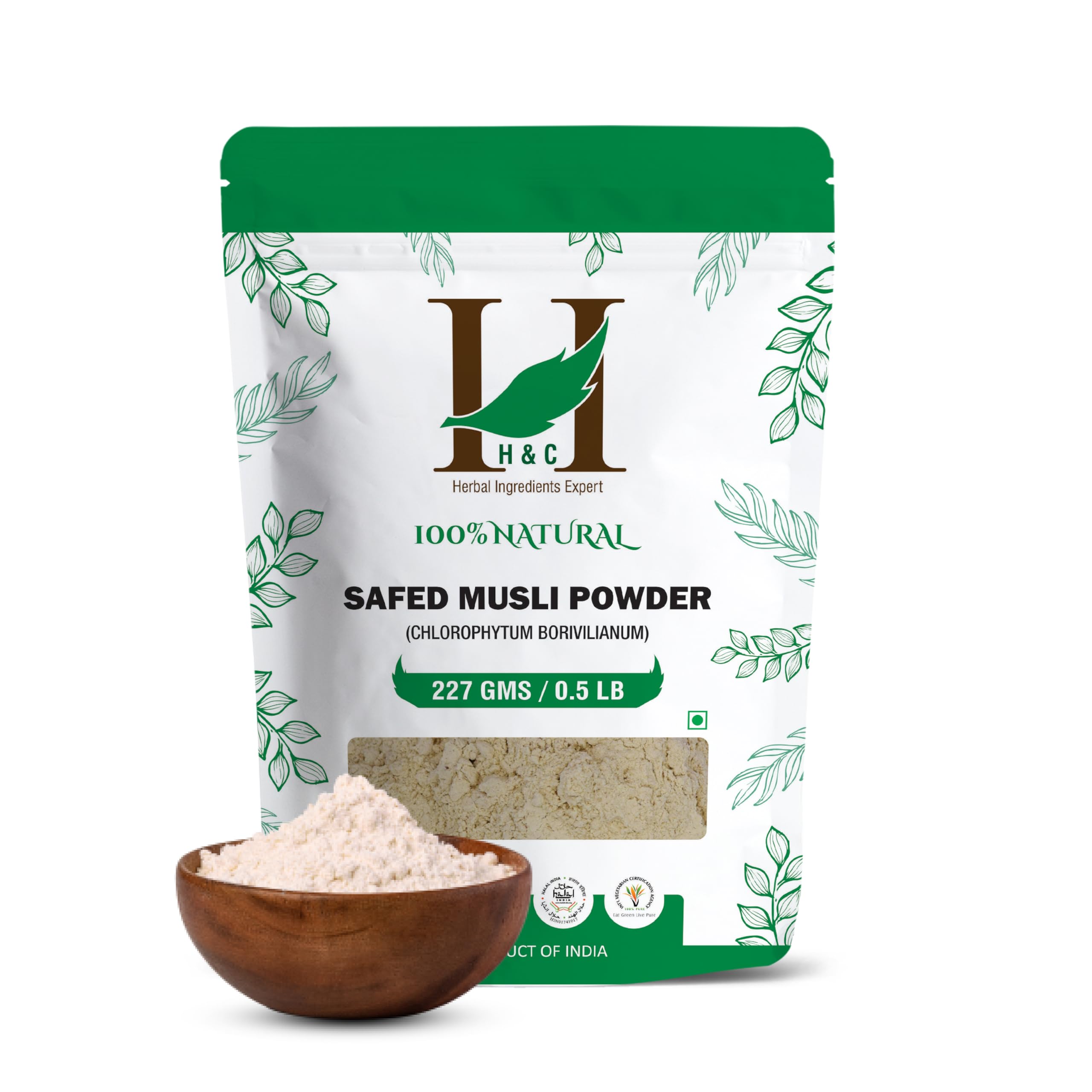 H&C Safed Musli Powder (Chlorphytum Borivillianum) - 227g | A 100% Natural Health Supplement