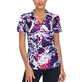 Zamowoty Women's Short Sleeve Golf Shirts 1/4 Zip Up Loose Yoga Running Workout Tops